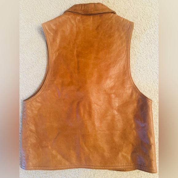 *Bill Atkinson* Vintage Tan Leather Western Vest Size S - Picture 16 of 16
